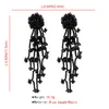 Fashion Long Tassel Brincos de pérolas simuladas Brincos de pétalas de flores de contas de cristal Brincos de pétalas para mulheres Acessário de jóias de casamento