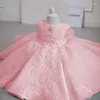 Mädchen Kleider Weihnachten Taufe Weiß Rosa Kleid Perlen 1. Geburtstag Baby Elegante Prinzessin Party Taufe Kleinkind Vestidos