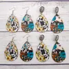 Dangle Earrings Western Distressed Sunflower Cowhide Leopard Turquoise Background Wood 2022 Creativity Boutique Wholesale