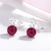 Stud -oorbellen Real S925 Sterling Silver Natural Ruby Jewelry Earring voor vrouwen Casual Triangle Joyeria Fina Mujer