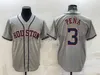 2022 WS Champions Jeremy Pena 3 Jose Altuve 27 Bregman 2 Verlander 35 Alvarez 44 Jersey White Orange Grey Blue Color Button Up Stitched Size