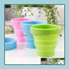 Tumblers Portable Sile Telescopic Cup Candy Color Infällbar vikning utomhus cam reser bordsartikel vikbar vinglas släpp leverans dhlci