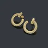 Двойная цепочка-гвоздик из 18-каратного золота, роскошный бренд, дизайнерские серьги с буквенным сердечком, роскошные женские минималистичные серьги, свадебные украшения