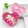10 цветов мыло мыло Подарок роза коробка медведей букет свадебные украшения День Святого Валентина Фестиваль Подарки в форме сердца коробка
