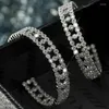 Hoop Earrings Uilz Fashion Hollowed Out For Women Dazzling CZ Jewelry Silver Color Wedding Party Female Earring Gifts