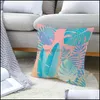 Pillow Case Green Square Pillow Case Flamingo Tropical Plants Cushion Sleeve 45X45Cm Sofa Stool Bedside Home Decorative Ers 4Jza G2 Dhblg