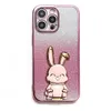 3D Rabbit Holder Plating Telefoonhoesjes voor iPhone 14 Pro Max 13 12 11 XR XS X 8 7 Plus Luxe Standstand Paper Bling Glitter Sparkle Metallic Soft TPU Lens Gradient Cover