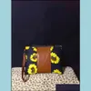 Aufbewahrungstaschen Leopardenmuster Einzelne Shoder-Tasche Sonnenblume Reise Schwarz Weiß Gitterdruck Spleißen Handtasche Mode 48CW UU Drop De Dhven