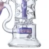 Fab Egg Hookahs Turbine Perc Bongs Heady Glass Water Pipes Purple Green Pink Bong Double Recycler Smoking Pipe 14mm Joint Small Hand Oil Dab Rigs With Bowl