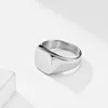 Wedding Rings mode High Polished Titanium Steel Ring voor mannen Zwart/Goud/Silver Color Square Finger Paar Betrokkenheid mannelijke jood