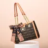 Outlet Ladies Shoulder Bags Classic Printed Chain Bag Street Trend Kontrast L￤derhandv￤ska Horisontell multifunktionell f￤rg Matchande Fashion Ryggs￤ck