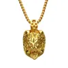 Hip Hop Lion Head Diamond Anhänger Halsketten für Männer Tier Luxus Halskette Edelstahl Kubanische Goldketten Mode Designer Jewe274v