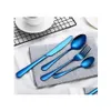 Flatware sets roestvrijstalen bestek sier vergulde servies voor servies vork lepel kit creatieve kleur western steak flatware sets keuken dhmyd