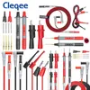 Cleqee P1308B 18PCSテストリードキット4mmバナナプラグフックケーブル交換可能なマルチメータープローブワイワニクリップ