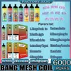 Original Bang Mesh Coil 6000 Puffs Bars Disposable E cigarettes Vape Pen 14ml Pre-filled Pods Cartridge 1100mAh Rechargeable Battery
