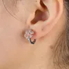 Hoop Earrings Size 14mm Simple Lovely Girl's Huggies Small Flower Round Circle Zircon Crystal For Women Jewelry