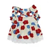 Hundkläder Summer Floral Dress Pet Clothes For Small Dogs Sweet Flying Sleeves Short Kirt Chihuahua Suspender Princess