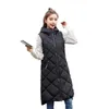 Damenwesten Ärmellose Weste Lange Daunenjacke Solide Korea Mit Kapuze Gepolsterte Lose Damen Damen Mode Lässig Wintermantel 221207