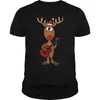 Herren-T-Shirts, lustiges Männer-Shirt, Damen-Neuheits-T-Shirt, cooles Weihnachts-Rentier, das die Gitarre spielt