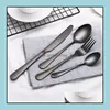 Flatware sets roestvrijstalen bestek sier vergulde servies voor servies vork lepel kit creatieve kleur western steak flatware sets keuken dhmyd