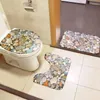 Toiletstoelhoezen Cobblestone Badkamer 3 PCS Set Cover Mat Flanel Non-slip tapijt Hoogwaardige doucheruimte Decoratie Tapijten Tapete