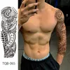 Temporary Tattoos 10Pcs Man Fulll Arm Temporary Tattoo Forest Lion Wolf Skull Women Sexy Flower Gun Clock Bird Fly Waterproof Body Leg Art Sticker 221208