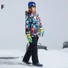 Kayak ceketleri çocuk giyim seti erkek kız çocuklar snowboard takım elbise su geçirmez açık spor ceket pantolon giysileri Snowsuit teen