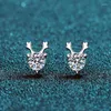 Stud Earrings 925 Sterling Silver Passed Diamond Test Perfect Cut Moissanite Earring Deer Shape Cute Luxury Jewelry Friend Gift