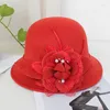 Berets brytyjska lady deby wyścig fedora elegancka elegancka lniana czapka słoneczna kobiety vacaction szeroko rondo kloche wiadra czapki