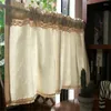 Gardin h￶gkvalitativ purdah tube beige solid broderi linne spetsar kaffe nyanser k￶k korta draperar sm￥ persienner