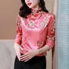 Blusas femininas tingyili impressão floral rosa verde gola gredeco de veludo feminina mola spring outono básico slim slim tops moda coreana