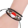 Link Armbanden Vintage Oekraïne vlaggen voor mannen Country Symbool Boerbakken Punk Glass Wrap Gevlochten PU Lederen vlag Bracelet Fashion sieraden