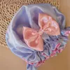 Baby Girls Nightcap With Hair Bows Newborn Turban Caps Beanies Silk Kids Round Hats Head Accessories Christmas Gifts