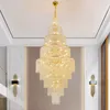 Modern Long Crystal Chandeliers Lights Farmture leidde de Amerikaanse luxe kroonluchter Europeaan Shining Droplight Home Villa Hotel Trap Way Lobby Hall Parlor Hanging Lamp