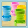 Tumblers Portable Sile Telescopic Cup Candy Color Infällbar vikning utomhus cam reser bordsartikel vikbar vinglas släpp leverans dhlci