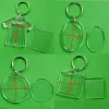 Rectangle Heart Clear Blanks Acrylic Keychains Insert Photo Picture Frame Keyring DIY Split Ring Key Chain Gifts 1208