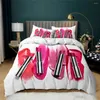 Bedding Sets 3D Print Cosmetics Home Textile Bed For Girl Lipstick Nail Polish Cover&2pcs Pillowcase Polyester