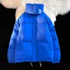 Parkas en duvet pour hommes coréen hiver Ripstop veste matelassée Couple solide Zip chaud épaissir rembourré coton manteau Klein bleu surdimensionné Puffer 221207