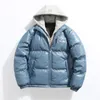 メンズダウンパーカスフード付きパフジャケット特大の暖かい冬用ジャケット厚いコート風力と防水革221207