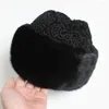 Berets Winter Men Genuine Hats Fashion Real Sheepskin Cap Men's High Quality Hat Black Color Classic Casual Windproof