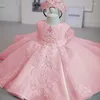 Mädchen Kleider Weihnachten Taufe Weiß Rosa Kleid Perlen 1. Geburtstag Baby Elegante Prinzessin Party Taufe Kleinkind Vestidos