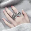 Bröllopsringar Vintage Feather Ring for Women Engagement Women Geometric Ethnic Metal Fashion Party Jewelry