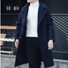 Herrjackor Autumnwinter Men's Trench Coat Trend Wool Solid Color Suit Collar Coat Men's Long Trench Coat i stort ulltyg 221208