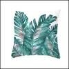 Pillow Case Green Square Pillow Case Flamingo Tropical Plants Cushion Sleeve 45X45Cm Sofa Stool Bedside Home Decorative Ers 4Jza G2 Dhblg