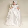Vestido de batismo de bebê europeu e americano Vestido longo de renda Chapéu de três peças roupas infantis WD1263