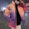 Men's Down Parkas Mens Winter Warm Korean Thicken Casual Coats Gradient Printed Oversized Jacket Outwear 221207