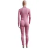 Tute da donna Sexy Zip Up One Piece Abiti con scollo a V Manica lunga aderente Pantaloni lunghi Party Clubwear Tuta Pagliaccetto