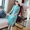 Vêtements ethniques rétro Style chinois Cheongsam costume Vintage broderie Qipao chemise haut et pantalon large élégant ensemble Oriental MT389