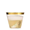 ディナーウェアセットワインゴブレットカップローズとゴールドシルバーリムデザブルカップムースケーキプディングテイスト24/50pcs