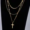 Sautoirs Croix régulière portant collier tempérament de célébrité en ligne conception de niche sens chaîne de la clavicule vent froid cou 18K 221207